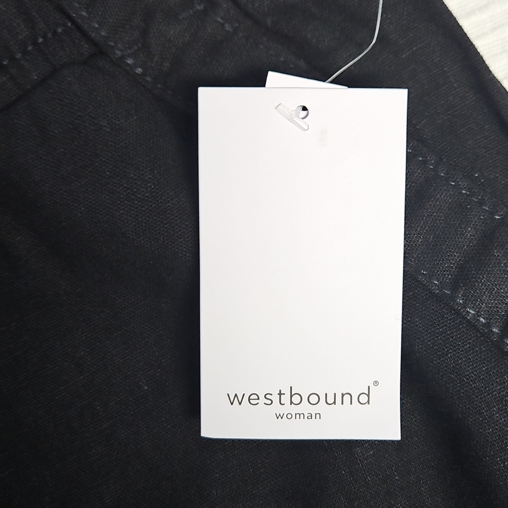 Westbound Linen Blend Mid Rise Straight Leg Lightweight Pant: Black: Size- 2X - Picture 5 of 13